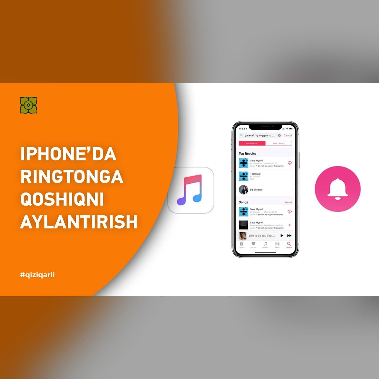 iPhone'da qo‘shiqni qo‘ng‘iroq ringtoniga aylantirish - GarageBand | XURMO [Tim Lion]